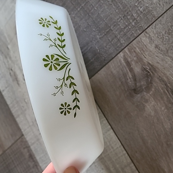 Vintage Glasbake J2352 Divided Baking Dish Casserole White with Green  Flowers - Picture 3 of 5